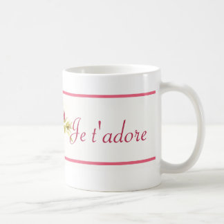 Floral roze mok "Je t'adore" 11 oz
