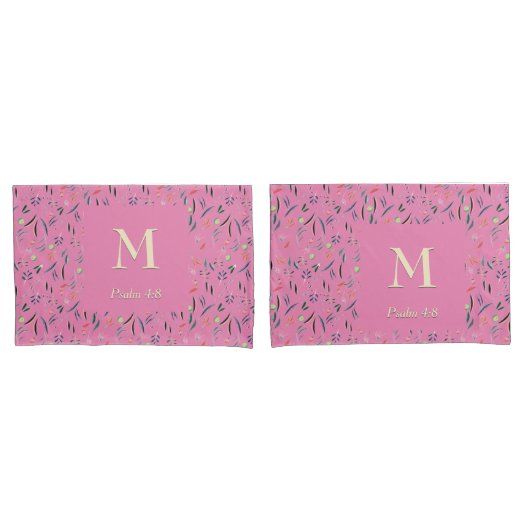 FLORAL Roze | MONOGRAM | Schrift Kussensloop (Voorkant-Set)