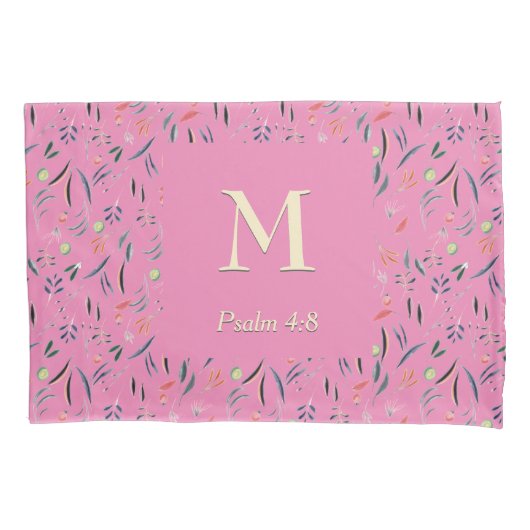 FLORAL Roze | MONOGRAM | Schrift Kussensloop (Voorkant-Links)