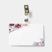 Floral roze naam badge (Achterkant met clip)