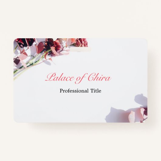 Floral roze naam badge (Voorkant)