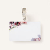Floral roze naam badge (Achterkant met clip)