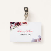 Floral roze naam badge (Voorkant met clip)