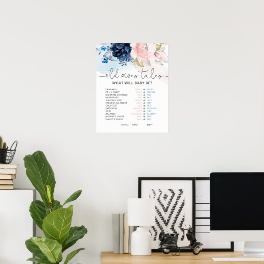 Floral roze of blue Old Wives Tales Poster (Thuiskantoor)