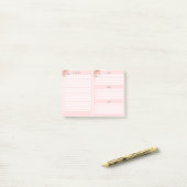 Floral roze om Post-it® notes van lijst te doen (Op bureau)
