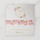 Floral roze orchideeën goud marmer elegante bruilo plaatskaartje (Buitenkant ongevouwen)