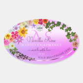 Floral roze Paars Etiket Monogram en Logo (Voorkant)