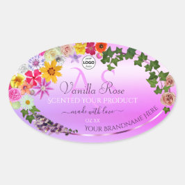 Floral roze Paars Etiket Monogram en Logo