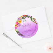 Floral roze Paars Etiket Monogram en Logo (Envelop)