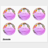 Floral roze Paars Etiket Monogram en Logo (Vel)