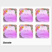 Floral roze Paars Etiket Monogram en Logo (Vel)