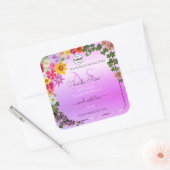 Floral roze Paars Etiket Monogram en Logo (Envelop)
