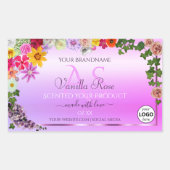 Floral roze Paars Etiket Monogram en Logo (Voorkant)