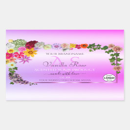 Floral roze Paars Etiket Monogram en Logo