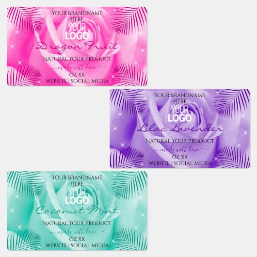 Floral roze Paarse Blauwgroen Rozen Etiketten Logo Labels (Groep)