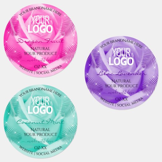 Floral roze Paarse Blauwgroen Rozen Etiketten Logo Labels (Groep)