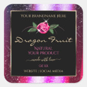 Floral roze Paarse glitter zwarte etiketten van pr (Voorkant)