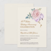 Floral Roze Paarse Goud 50ste bruiloft Jubileum Kaart (Voorkant / Achterkant)