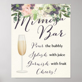 Floral roze Paarse Waterverf van Mimosa Bar Poster