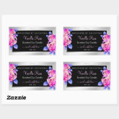 Floral roze Paarse zilveretiketten Rechthoekige Sticker (Vel)
