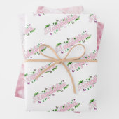 Floral roze papiervaten Reeks 3 vellen (In situ)