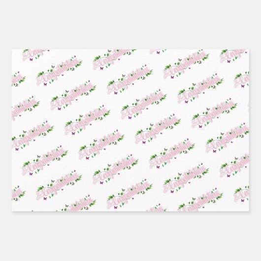 Floral roze papiervaten Reeks 3 vellen (Voorkant)