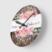 Floral roze pastel bloemen klok (Hoek)