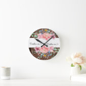 Floral roze pastel bloemen klok (Huis)
