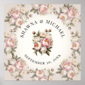 Floral roze pioen elegante Waterverf bruiloft Poster (Voorkant)