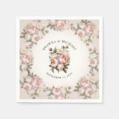 Floral roze pioen Waterverf elegante bruiloft Servet (Voorkant)