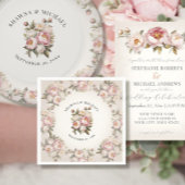 Floral roze pioen Waterverf elegante bruiloft Servet