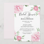 Floral roze pioen witte achtergrond Vrijgezellenfe Kaart (Voorkant / Achterkant)