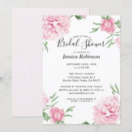 Floral roze pioen witte achtergrond Vrijgezellenfe Kaart