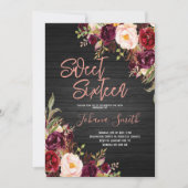 Floral roze pioen zwart zoet zestien verjaardag kaart (Voorkant)