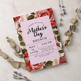 Floral roze pioenrozen Moederdag brunch Kaart