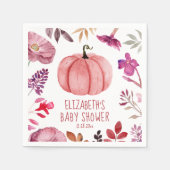 Floral roze pompoen Herfst Baby shower Servet (Voorkant)