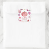 Floral roze pompoen Herfst Baby shower Vierkante Sticker (Tas)