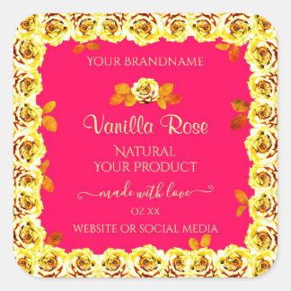 Floral roze Product Packaging Labels Gele Rozen
