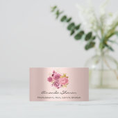 Floral roze QR-code Logo Visitekaartje (Staand voorkant)
