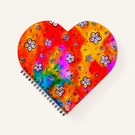 Floral roze, rode en witte Waterverf — Heart noteb Notitieboek