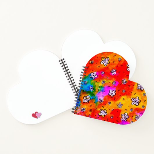 Floral roze, rode en witte Waterverf — Heart noteb Notitieboek (Binnen)