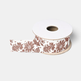 Floral roze roodbruin grosgrain lint