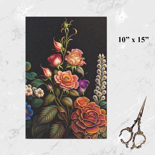 Floral roze Rose Bouquet Artwork Small Tissuepapier