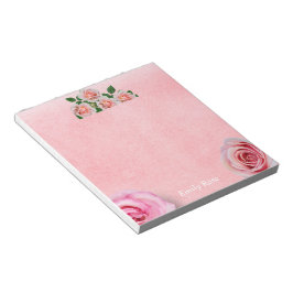 Floral Roze Rose Happy Valentijnsdag Notitieblok
