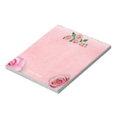 Floral Roze Rose Happy Valentijnsdag Notitieblok (Linkerzijde)