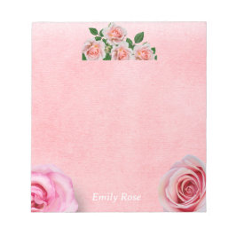 Floral  Roze Rose Happy Valentijnsdag Notitieblok