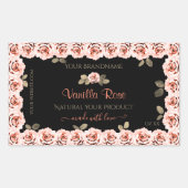 Floral roze Roses Black Product Packaging Labels (Voorkant)
