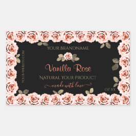 Floral roze Roses Black Product Packaging Labels