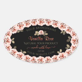 Floral roze Roses Black Product Packaging Labels