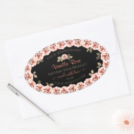 Floral roze Roses Black Product Packaging Labels